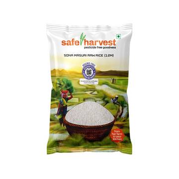 Safe Harvest Pesticide-Free Raw Sonamasuri Rice, 12 Months Old